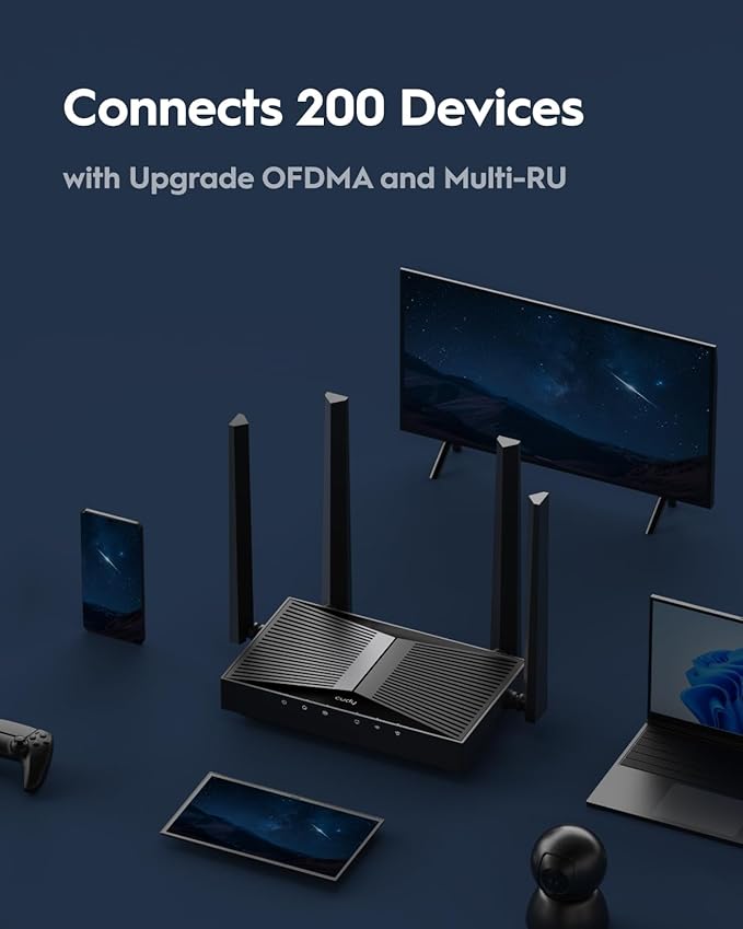 Cudy BE3600 WiFi 7 Gigabit 4 Stream Dual Band Router WR3600 MU-MIMO High Gain Antennas VPN Clients & Server, Cloud Control, Cudy APP