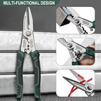 Heavy Duty Industrial Scissors 8.5'', Utility Sharp Aviation Tin Snips, Finely Serrated CR-V Blades with Safety Lock, for Cutting Wires, Cardboard, Plastic, Carpet, Metal Sheet