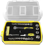 DNA MOTORING Home Repair Tool Set, Magnetic Screwdriver Socket Set, Ratchet Screwdriver Tools Set for Mechanics and DIY, w/Storage Box, Yellow, TOOLS-00036