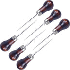 6 PCS Awl Tool, Gourd Shape Wooden Handle Scratch Awl Tool, Awl Tool Sewing for Leather Craft Cloth Pouch Hole DIY Handmade Maker Tool