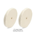 ENKAY - 8" Loose Cotton Buffing Wheels (2 Pack) for Polishing Metal and More, for Use with Polishing Compounds, Buffing Machines & Bench Grinders (40 Ply Each)