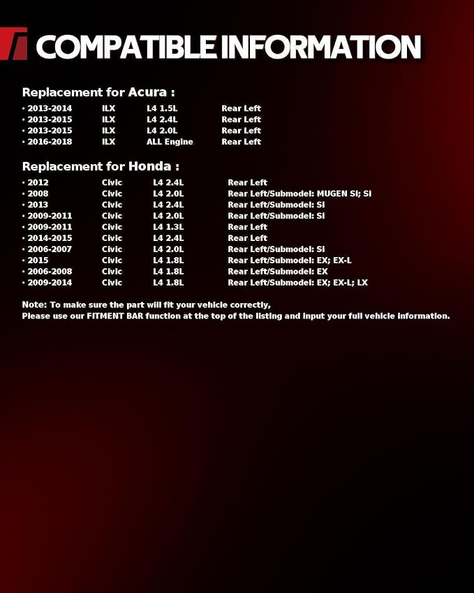 Torchbeam Rear Brake Caliper Left for Honda Civic 2006-2015, Acura ILX 2013-2018, Rear Left Caliper Replace # 19B3299