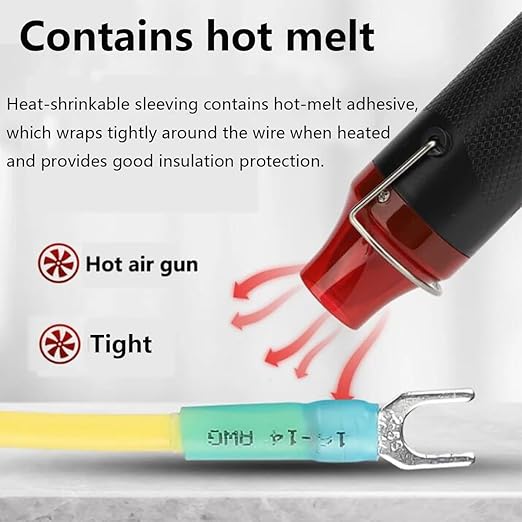 100PCS AWG16-14 Heat Shrink Fork Connectors,Insulated Fork Spade #8 Wire Connectors Kit,SV2-4 Waterproof Marine Crimp Terminals for Watercraft, Electronics, Automotive