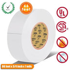 White Electrical Tape, 66 feet x 3/4 inch x 7 mils-600V,Pass UL/CSA Certification. Waterproof,Flame Retardant,Strong Adhesive, 14℉ to 176℉(White)