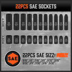 HORUSDY 1/4" Drive Impact Socket Set, 56-Piece Standard SAE (5/32 to 9/16 inch) and Metric (4-15mm) Size, 6 Point, Cr-V, 1/4-Inch Drive Ratchet Handle, Drive Extension Bar, Impact Universal Joint