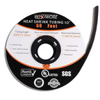 1/2'' Heat Shrink Tubing, 50 Ft 3:1 Waterproof Shrink Wrap Tubing, Marine Grade Adhesive Lined Heat Shrink Tube for Wire Insulation,UL Listed and RoHS Compliant Black