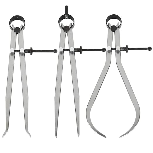 Acrux7 3Pcs 8 Inch Long Spring Caliper Set, Carbon Steel Outside Divider Caliper Compass, Calipers Measuring Tool for Wood Turning Lathe Projects
