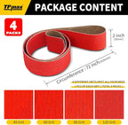 2x72 Inch Ceramic Sanding Belts (40/60/80/120 Grits) – High-Performance Sander Sharpening Belts for Knife Making, Metalworking, and Woodworking