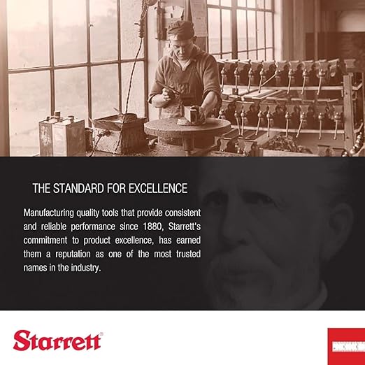Starrett Steel Combination Square with Square Head - 6" Blade Length, Cast Iron Heads, Hardened Steel, Reversible Lock Bolt, Scriber, Spirit Level, 16R Graduation Type - 11H-6-16R