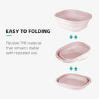 2 Pack Collapsible Wash Basin Set, Foldable Dish Tub, Small Medium Portable Sink for Kitchen, Camping, RV, Baby Bottles, Laundry, Plastic Washbasin -Pink