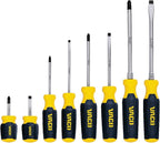 VACO VAC7082 8-Piece Screwdriver Set, Versatile Phillips and Slotted Drivers, Laser-Etched Precision Blades and Comfort Handles