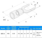 200PCS Pre-Insulated Fork Crimp Terminal,AWG16-14 Fork Electrical Wire Connectors,Stud Size #10 Brass U-Type Cold Pressed Terminal