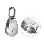 Rocaris 4 Pack M50 Single Pulley Snatch Block Lifting Crane Heavy Duty Swivel Hook 304 Stainless Steel, 3/8" Rope x 2" Sheave, 880lbs Load