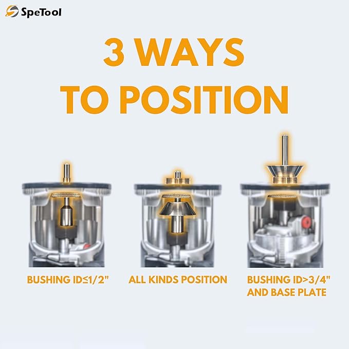 SpeTool Brass Router Template Bushing Guide Set with Centering Pin&Cone for Porter Cable Style Router Sub Bases, 10-Piece Solid Router Guide Bushing Includes Aluminum Carrying Case