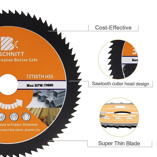 HSS Circular Saw Blade 3inch - BRSCHNITT 10pcs 72T 10mm Bore Cutting Discs for Wood, Copper, Aluminum, Plastic and Soft Metal