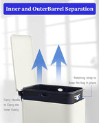 Kitchen Rubbish Bin, 30 L, Narrow Pedal Bin with Lid, Stainless Steel Kitchen Rubbish Bin with Inner Bucket, Rectangular Waste Bin for Kitchen, Bathroom, Bedroom, Office, White