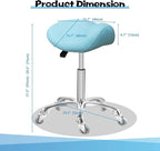 Saddle Stool Rolling Ergonomic Swivel Chair for Esthetician Massage Clinic Kitchen Tattoo Salon Cutting,Adjustable Hydraulic Posture Stool with Wheels (Without Backrest, Cyan)
