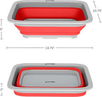 Collapsible Cleaning Caddy - Portable Multi-use Wash Basin, Dish Tub, or Ice Bucket with 7.27L Capacity for Camping and Tailgating by Wakeman (Red)