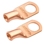 SELTERM 2pcs 6 AWG 3/8" Stud Copper Wire Lugs, Battery Lugs, Ring Terminals, Battery Cable Ends, 6 Gauge Ring Terminal Connectors, UL Heavy Duty Bare Copper Eyelets Battery Terminal Connectors