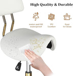 OmySalon Drafting Chair,Ergonomic Saddle Stool with Back Support,Tall Adjustable Rolling Stool with Thick Seat Cushion, Office Computer Chair for Salon Barber Spa Home Bar, White Gold