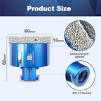 60mm Diamond Core Drill Bit for Porcelain Tile Ceramic Marble Granite Drilling,BRSCHNITT 2pcs Vacuum Brazed Diamond Hole Saw with 5/8-11 Thread (60mm 2pcs)