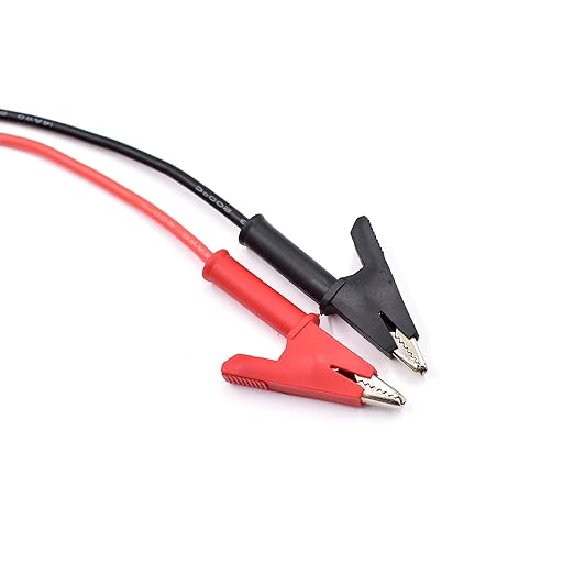 2 Pcs Dual Ended Crocodile Alligator Clips, 14AWG Test Lead Wire Cable with Insulators Clips, 10 ft Test Flexible Cable with Protective Jack Copper Clamps for Electrical Testing