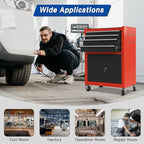 13-Drawer Tool Chest with Double Door and wheels, Large Detachable Toolbox with Sliding Drawers, Mechanic Tool Box Storage Cabinets, Metal Tool Cart for Garage Workshop (RED＆BLACK)