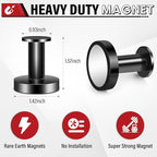 TOPMAGNETS Heavy Duty Black Magnet Hooks, 150Lb Capacity, Strength for Cruise, Garage, Kitchen - 4 Pack
