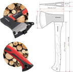 INTERTOOL Chopping Hatchet and Splitting Maul Set - 15-inch Small Camping Axe and 36-inch Heavy Duty Maul - Shock Absorbing Fiberglass Anti-Slip Handle HT-0262-0275