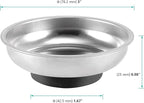 FUNSUEI 10 Packs 3 Inches Magnetic Tray, Stainless Steel Magnetic Bowl, Round Magnetic Parts Tray for Pins, Screws, Bolts, Nuts, Small Parts
