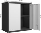 GREATMEET 27.95" H Lockable Storage Cabinet, Metal Garage Storage Cabinets, Wall Storage Cabinet for Utility Room, Black&Grey