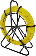 Fish Tape Fiberglass 6mm 656ft wire cable running electrical fish tape wire puller Cable Running Rod with Steel Reel Stand 【6mm*200m】