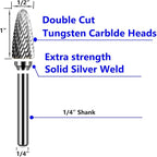 SF-5 Tungsten Carbide Burr Set Double Cut Rotary Burrs File(1/2” Cutter Dia X 1”Cutter Length) with 1/4'' (6.35mm) Shank for Die Grinder Drill Bits (Pack of 5)…