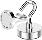 MIKEDE Magnetic Hooks, 80 Lbs Heavy Duty Earth Magnets with Hooks for Cruise Cabin, 10 Pcs Strong Locker Magnetic Hooks for Hanging, Metal Magnetic Hanger for Classroom, Grill, Fridge, Kitchen