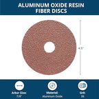 Benchmark Abrasives 4 1/2 Inch Sanding Discs Aluminum Oxide Resin Fiber Grinding Disc for Grinding, Stripping on Wood, Fiberglass, Metal, 7/8" Arbor Angle Grinder Sanding Disc, 25 Pack - 36 Grit