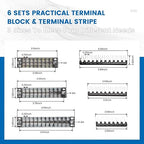 6 Sets Terminal Blocks, 6Pcs 8/10/12 Positions 600V 15A Dual Row Screw Terminal Strip Block + 6Pcs Pre-Insulated Terminals Barrier Strip + 60Pcs Insulated Fork Wire Connector…
