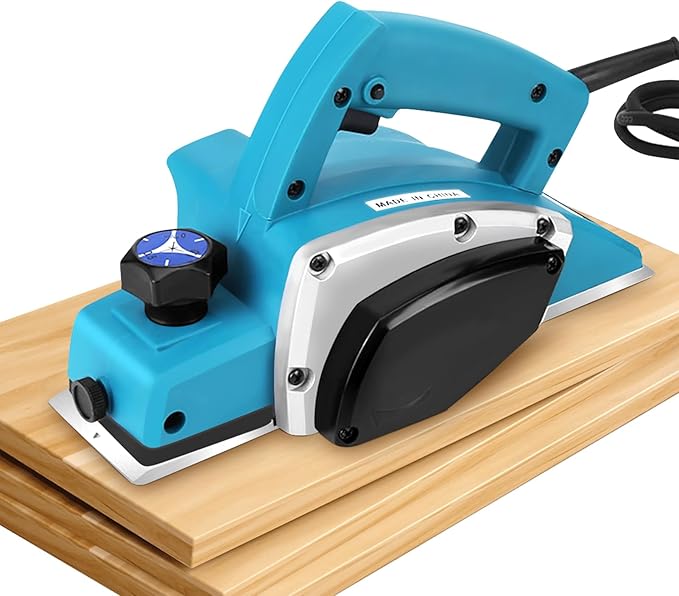 Electric Hand Planer, Portable Wood Planer Hand Held Power Planer Machine Woodworking Power Tool with Adjustable Planing Depth for Woodworker Carpenter Home DIY