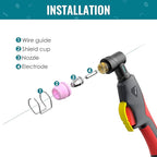 Pilot Arc Plasma Cutting Torch, AG60P 4 Meters High Frequency Air Plasma Cutting Torch AG60P Suitable for Plasma Cutter BTC500DP, BTC650DP, CUT55P (Red)