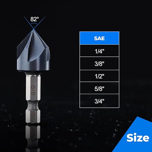 toolant 5/8" Noir-Ti Cobalt Countersink Drill Bit(Pro), Titanium Aluminum Nitride Coated with Quick Change Hex Shank