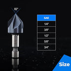 toolant 3/4" Noir-Ti Cobalt Countersink Drill Bit(Pro), Titanium Aluminum Nitride Coated with Quick Change Hex Shank