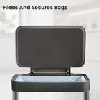 50 Liter / 13 Gallon Trash Can, Fingerprint Proof Stainless Steel Kitchen Trash Can with Removable Inner Bucket, Step Trash Bin for Home Offices and Public Areas