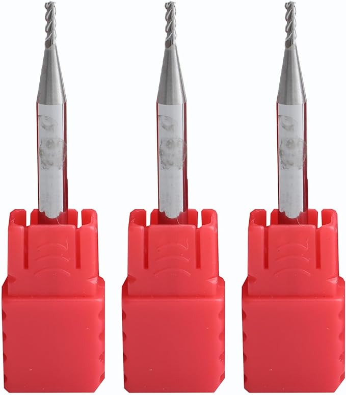 Metric Micrograin Carbide Square End Mill 2 Flute 3 PCS 0.4MM 【 ≈0.01575 inch】 HRC55° for Milling Alloy Steels Hardened Steel, Metal & More Mill Bits Sets for Professionals & DIYers