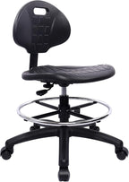 Chair Master (Medium Bench Stool, Self Braking Casters Easy to Clean! Ergonomic Polyurethane Stool. Seat Height Range 18"-26". Home Office Lab Workstation.