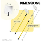 Inspection Mirror - Telescoping Heavy Duty, Lightweight & Durable, 6 ft - 18 ft Pole, 8 x 10 inch Acrylic Mirror