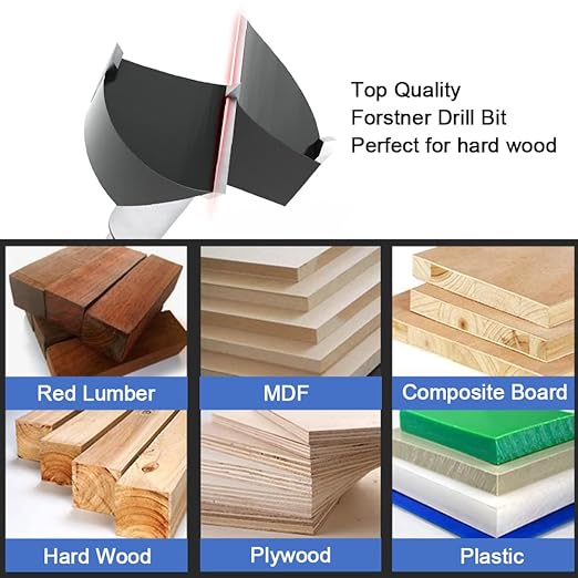 ASNOMY 1-1/16 Inch Forstner Drill Bit, Carbide Tipped Forstner Bit for Hard Wood, Wood Drilling Hole Saw Set Woodworking Hinge Cutter Tool Kits for Wood Plastic Plywood