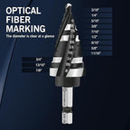 M35 Four Spiral Flute Cobalt Step Drill Bit, 3/16"-7/8" Wear-Resistant TiAlN Coated Four-Flute Step Bit, 1/4" Hex Shank Unibit Step Bit for Metal, Stainless Steel, Aluminum, Wood, Plastic