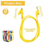 5PCS Multimeter Banana Plug to Crocodile Alligator Clip, 4mm Stackable Colorful Silicone Banana Plug to Alligator Clip, Soft Flexible Electrical Test Probe Lead Wire Cables 1M
