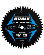 CRALY 5-1/2 Inch 50 Teeth Aluminum and Non-Ferrous Metal Cutting Circular Saw Blade, 10 mm Arbor, Carbide Tipped, Thin Kerf, Black Ice™ Coating, for Thin Aluminum, Plastic, Composite(C05550AL-B)
