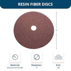 Benchmark Abrasives 7 Inch Sanding Discs Aluminum Oxide Resin Fiber Grinding Disc for Grinding, Stripping on Wood, Fiberglass, Steel, Metal, 7/8" Arbor Angle Grinder Sanding Disc, 25 Pack - 36 Grit
