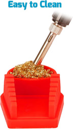WEP S200 Red Soldering Wire Holder, Heat Resistant Silicone Stand with Brass Wool Tip Cleaner and 6 V-shaped grooves, Helping Hands for Soldering